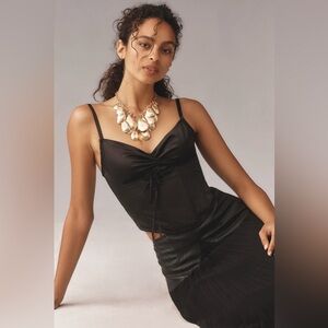 By Anthropologie Ruched Satin Bustier Top